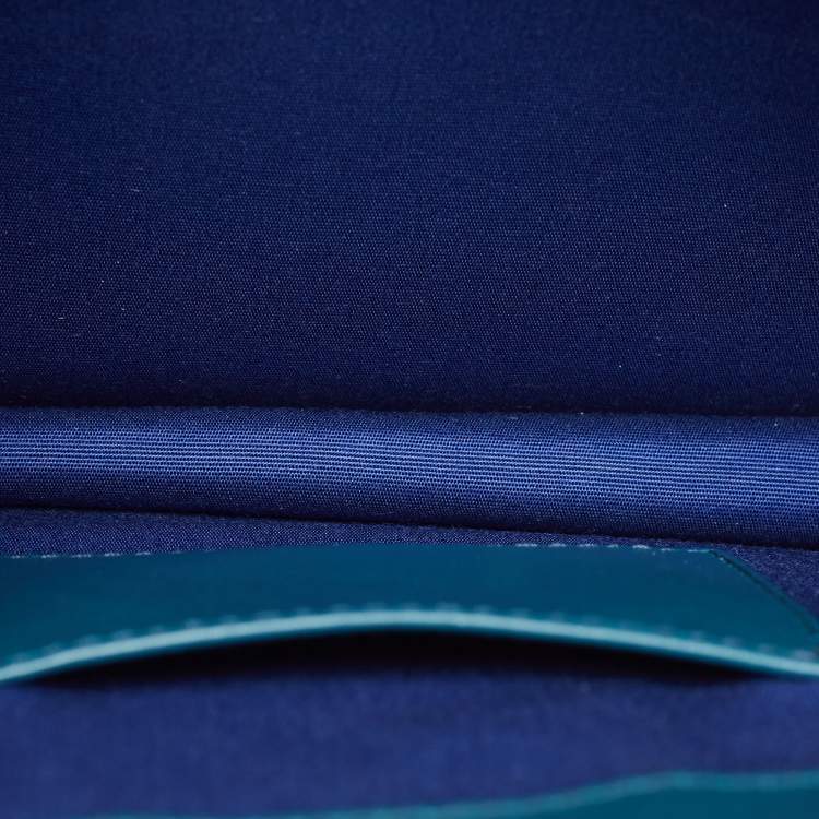 Pre Owned Bvlgari Teal Blue Leather Medium Serpenti Forever Top Handle Bag