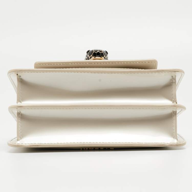 Pre Owned Bvlgari Off White Patent Leather Small Serpenti Forever Shoulder Bag