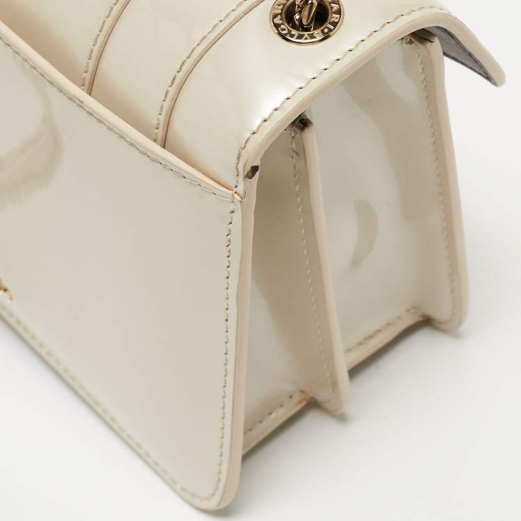 Pre Owned Bvlgari Off White Patent Leather Small Serpenti Forever Shoulder Bag