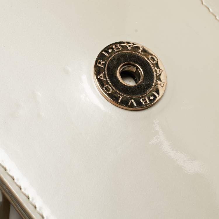 Pre Owned Bvlgari Off White Patent Leather Small Serpenti Forever Shoulder Bag