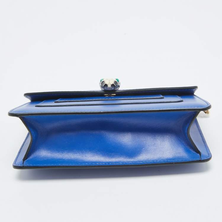 Pre Owned Bvlgari Blue Leather Mini Serpenti Forever Pochette