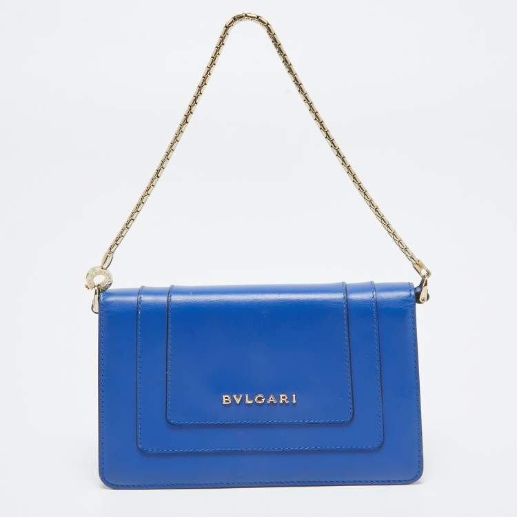 Pre Owned Bvlgari Blue Leather Mini Serpenti Forever Pochette