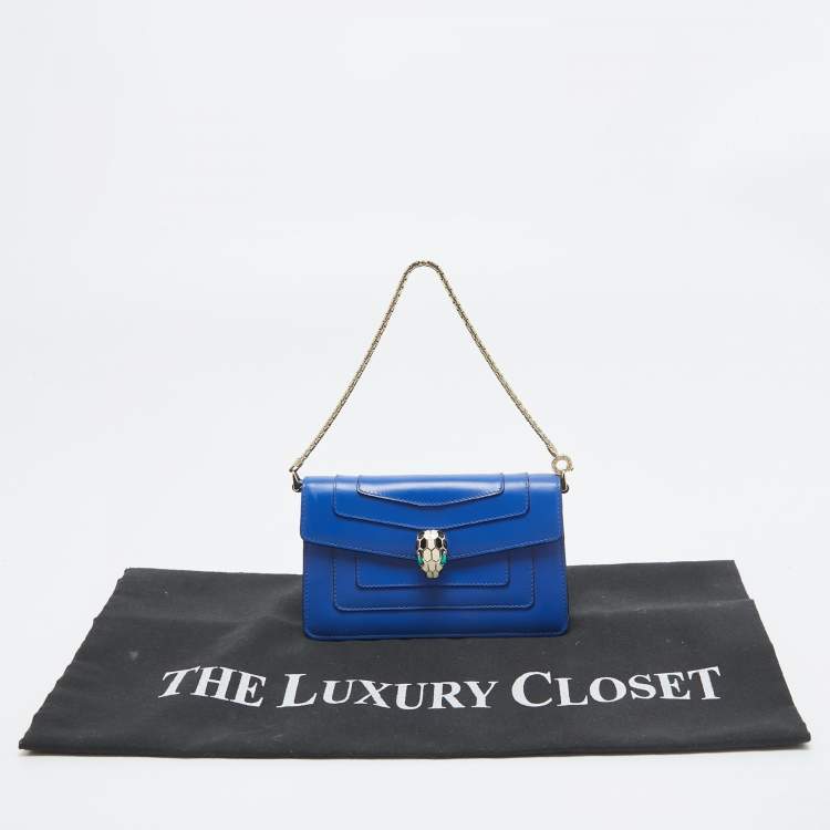 Pre Owned Bvlgari Blue Leather Mini Serpenti Forever Pochette
