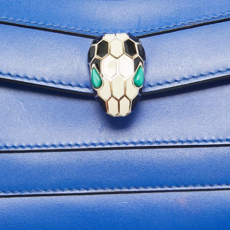 Pre Owned Bvlgari Blue Leather Mini Serpenti Forever Pochette