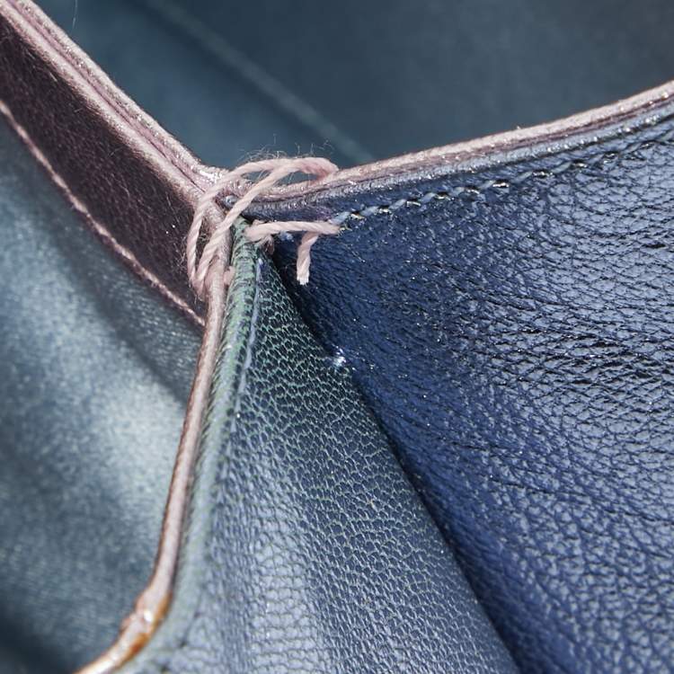 مملوكة مسبقًا Bvlgari Metallic Blue/Pink Leather Mini Tote