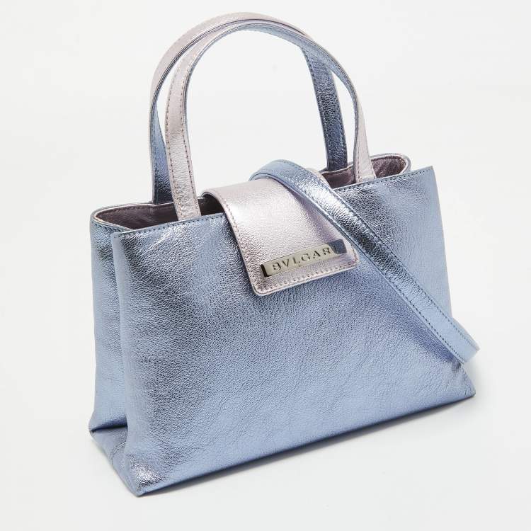 مملوكة مسبقًا Bvlgari Metallic Blue/Pink Leather Mini Tote