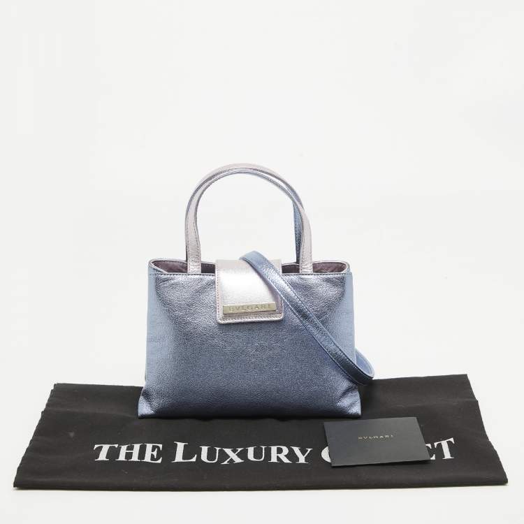 مملوكة مسبقًا Bvlgari Metallic Blue/Pink Leather Mini Tote