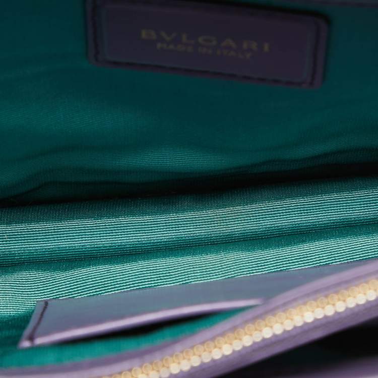 Pre Owned Bvlgari Purple Leather Medium Serpenti Forever Flap Bag