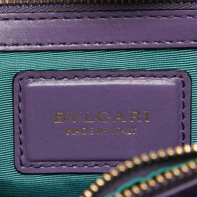 Pre Owned Bvlgari Purple Leather Medium Serpenti Forever Flap Bag