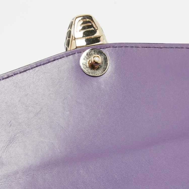 Pre Owned Bvlgari Purple Leather Medium Serpenti Forever Flap Bag