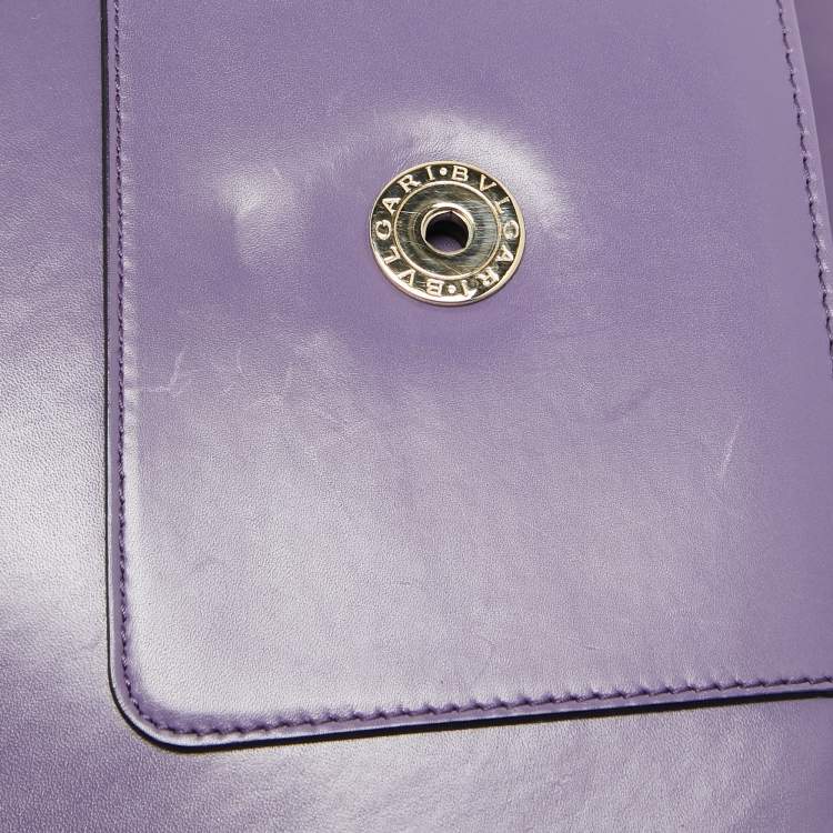Pre Owned Bvlgari Purple Leather Medium Serpenti Forever Flap Bag