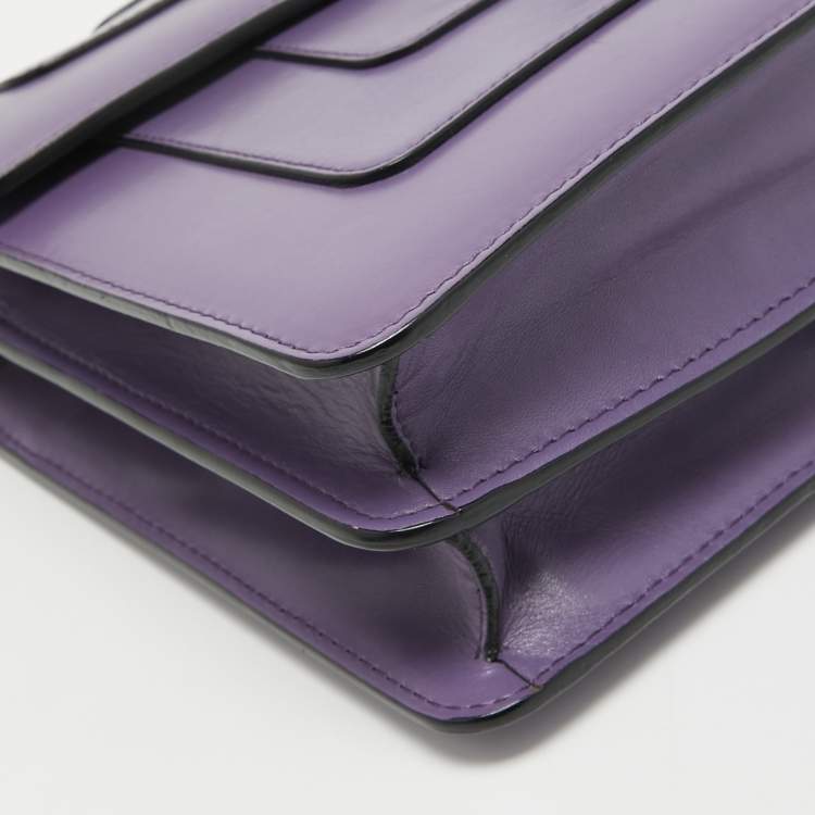 Pre Owned Bvlgari Purple Leather Medium Serpenti Forever Flap Bag