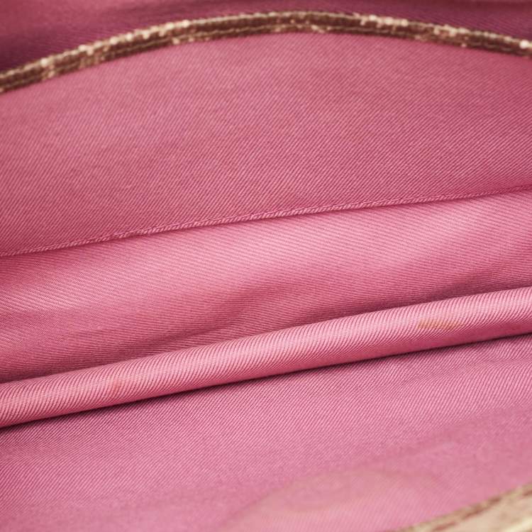 Pre Owned Bvlgari Beige Karung Leather Medium Serpenti Forever Flap Shoulder Bag