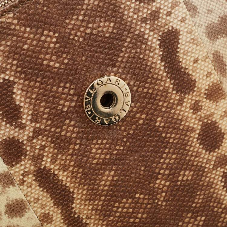 Pre Owned Bvlgari Beige Karung Leather Medium Serpenti Forever Flap Shoulder Bag