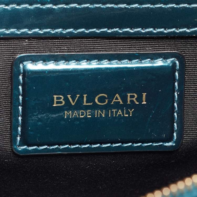 Pre Owned Bvlgari Green Patent Leather Medium Serpenti Forever Flap Shoulder Bag