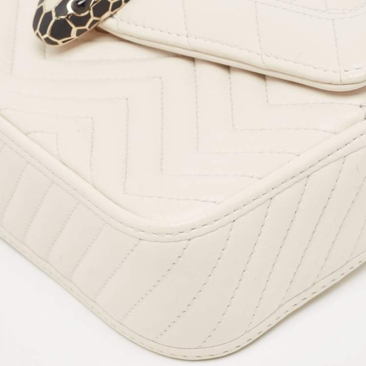 Pre Owned Bvlgari Off White Quilted Leather Serpenti Forever Convertible Belt Bag