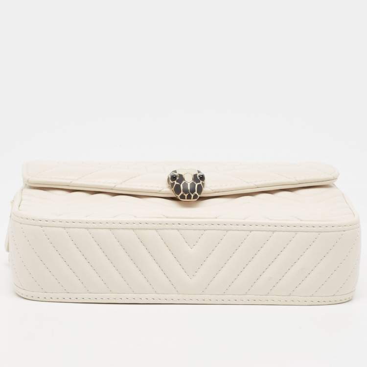 Pre Owned Bvlgari Off White Quilted Leather Serpenti Forever Convertible Belt Bag
