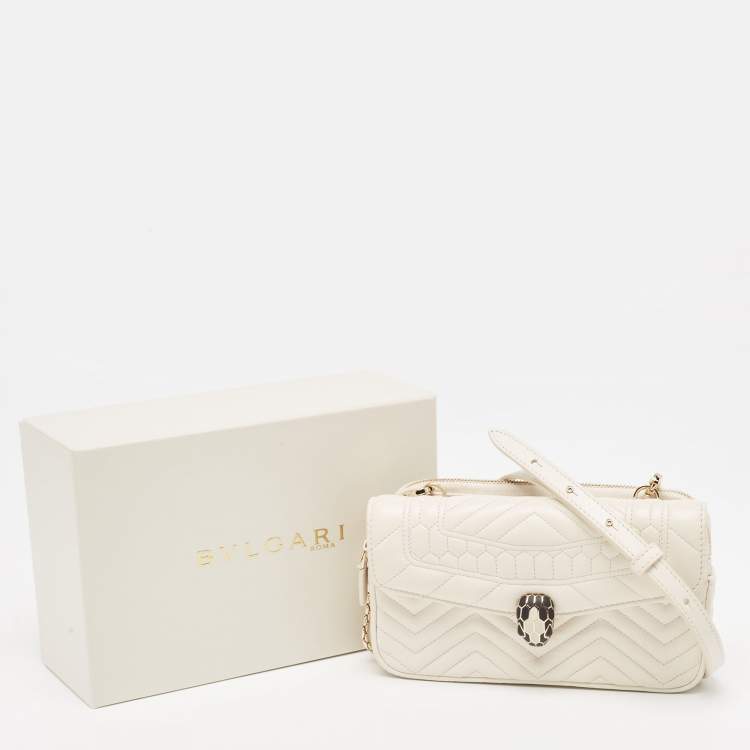 Pre Owned Bvlgari Off White Quilted Leather Serpenti Forever Convertible Belt Bag