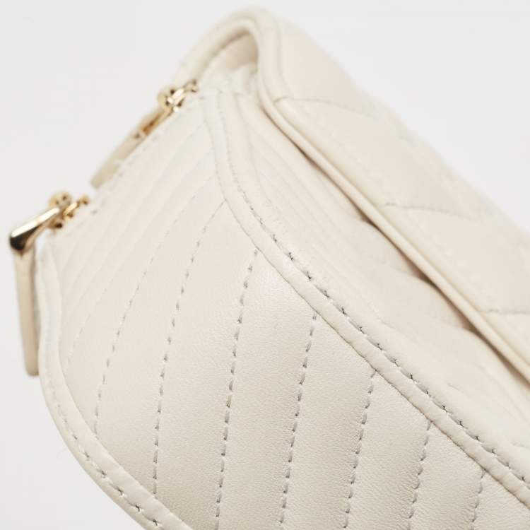 Pre Owned Bvlgari Off White Quilted Leather Serpenti Forever Convertible Belt Bag