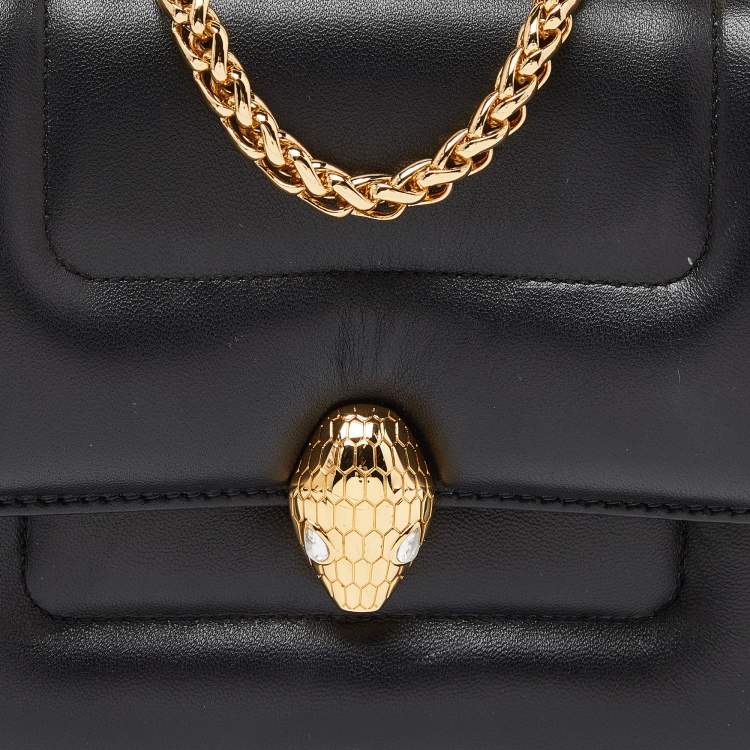 Pre Owned Bvlgari x Mary Katrantzou Black Leather Serpenti Metamorphosis Top Handle Bag