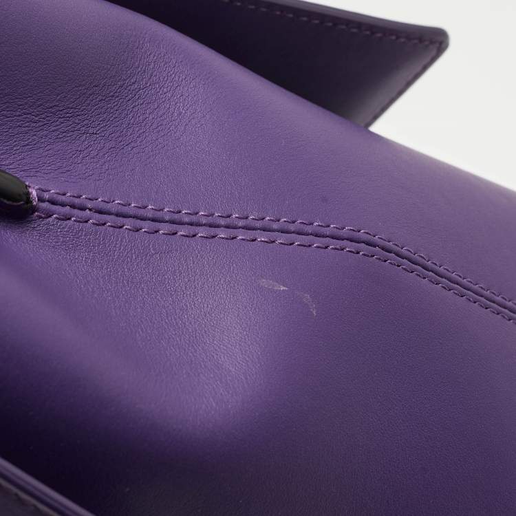 Pre Owned Bvlgari Purple/Black Leather Bvlgari Duet Top Handle Bag