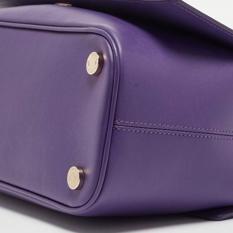 Pre Owned Bvlgari Purple/Black Leather Bvlgari Duet Top Handle Bag