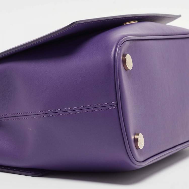 Pre Owned Bvlgari Purple/Black Leather Bvlgari Duet Top Handle Bag