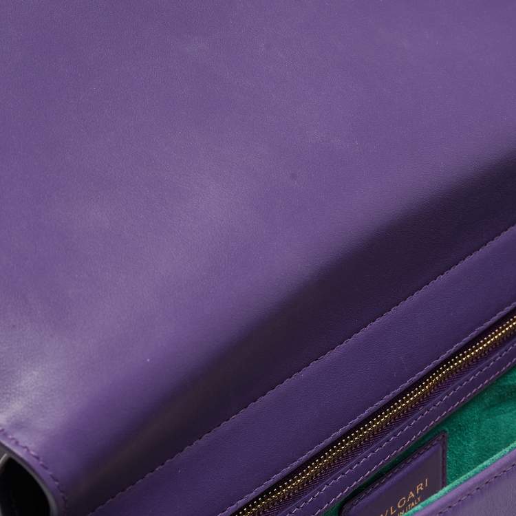 Pre Owned Bvlgari Purple/Black Leather Bvlgari Duet Top Handle Bag