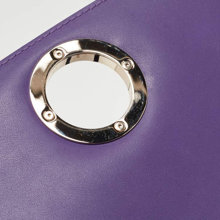 Pre Owned Bvlgari Purple/Black Leather Bvlgari Duet Top Handle Bag