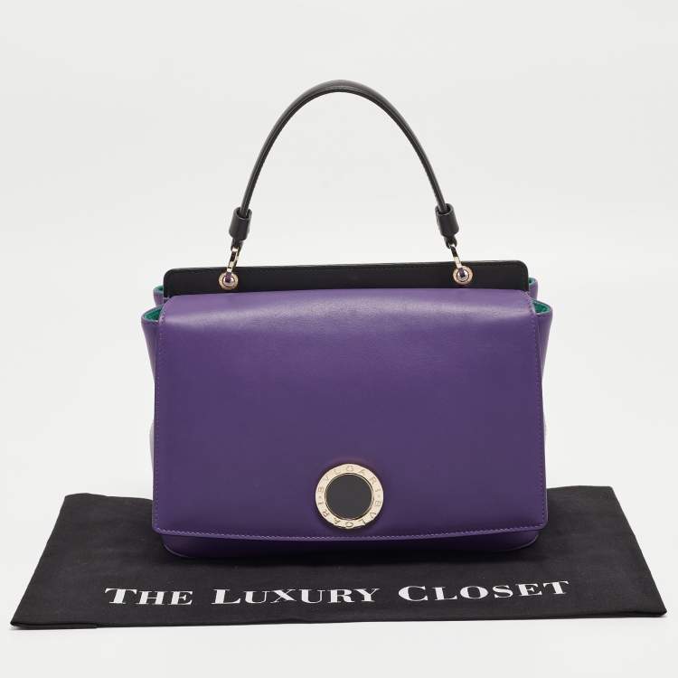 Pre Owned Bvlgari Purple/Black Leather Bvlgari Duet Top Handle Bag