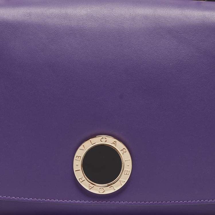 Pre Owned Bvlgari Purple/Black Leather Bvlgari Duet Top Handle Bag