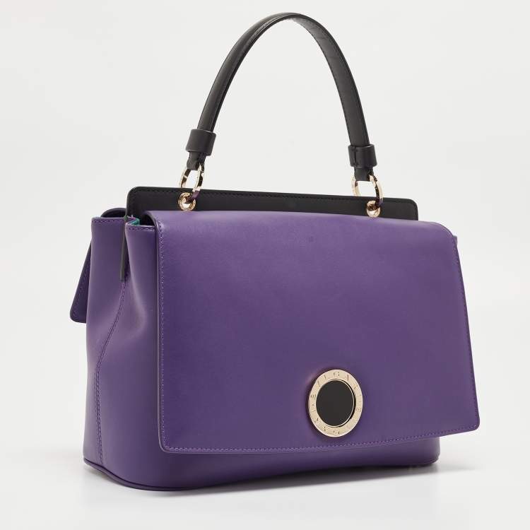 Pre Owned Bvlgari Purple/Black Leather Bvlgari Duet Top Handle Bag