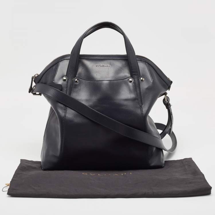 Pre Owned Bvlgari Black Leather Zip Satchel