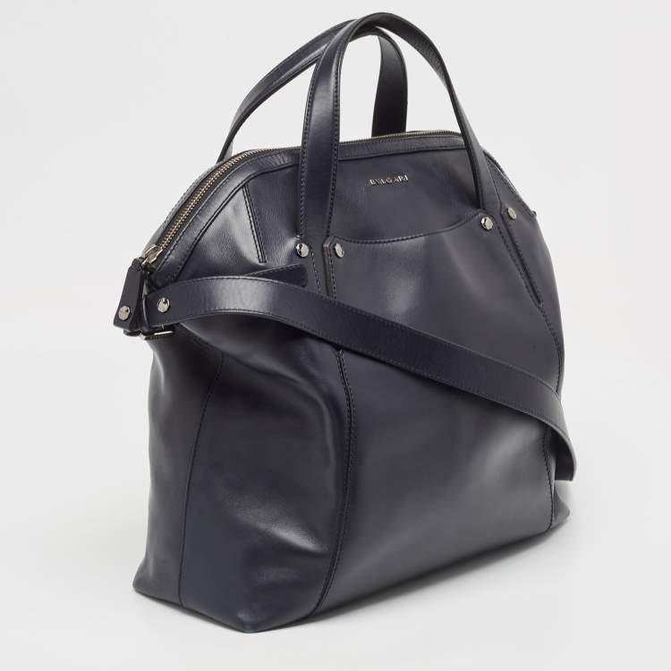 Pre Owned Bvlgari Black Leather Zip Satchel