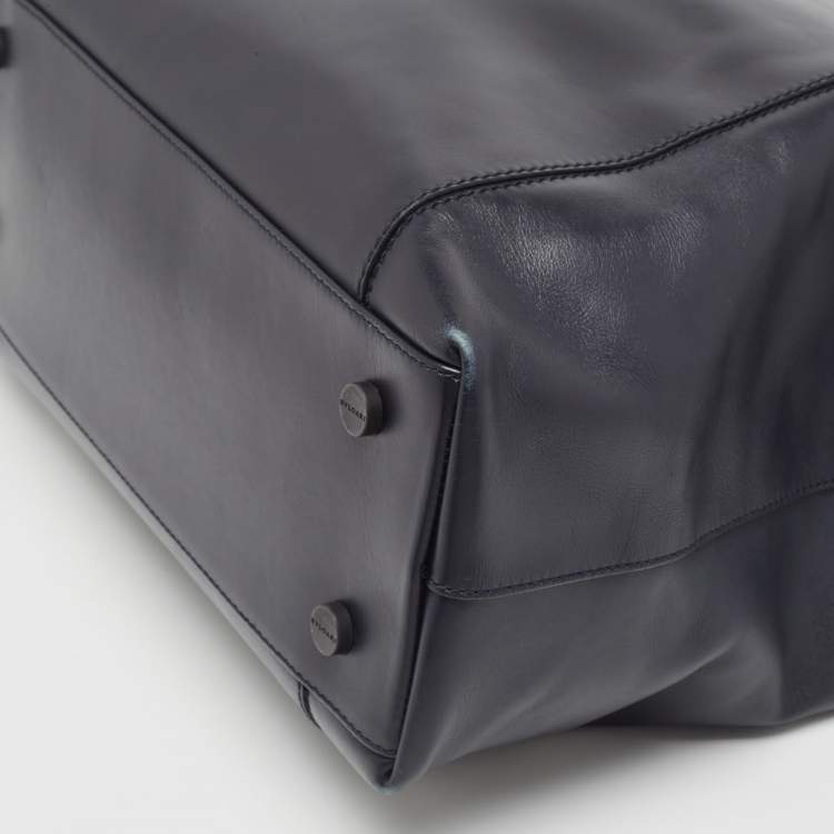 Pre Owned Bvlgari Black Leather Zip Satchel
