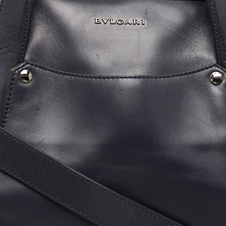 Pre Owned Bvlgari Black Leather Zip Satchel