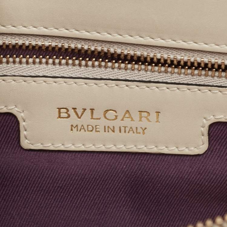 Pre Owned Bvlgari Light Grey Leather Large Serpenti Forever Shoulder Bag