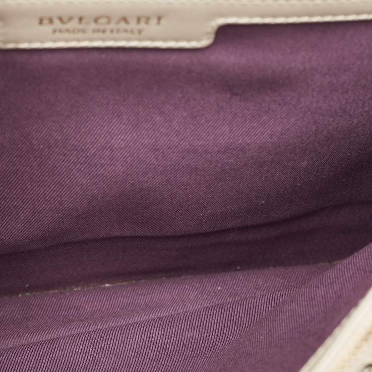 Pre Owned Bvlgari Light Grey Leather Large Serpenti Forever Shoulder Bag