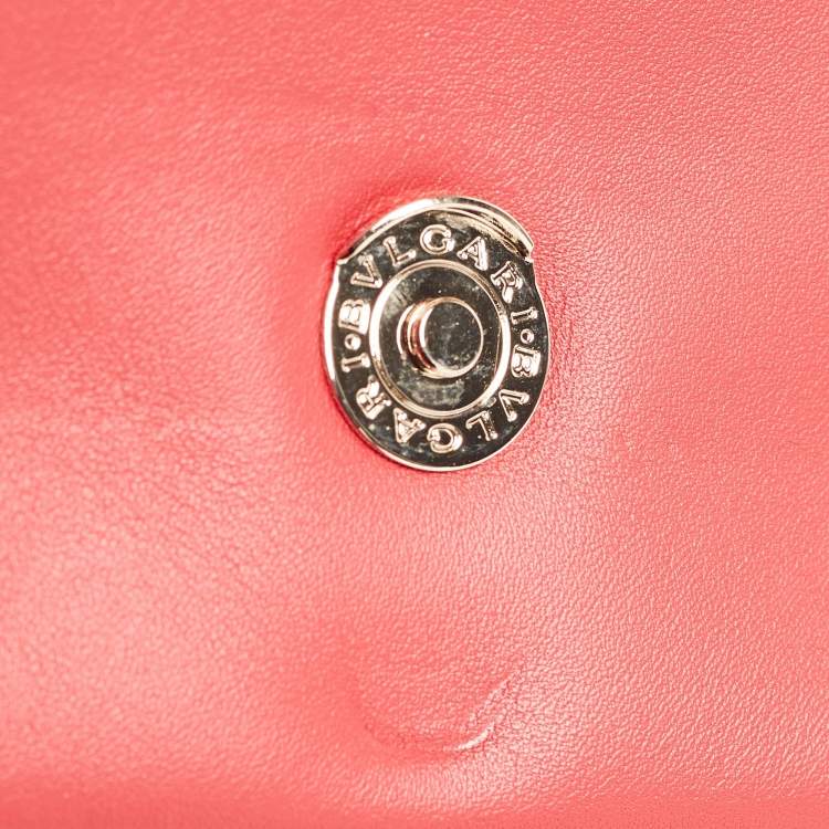 Pre Owned Bvlgari Red Quilted Leather Small Serpenti Cabochon Shoulder Bag