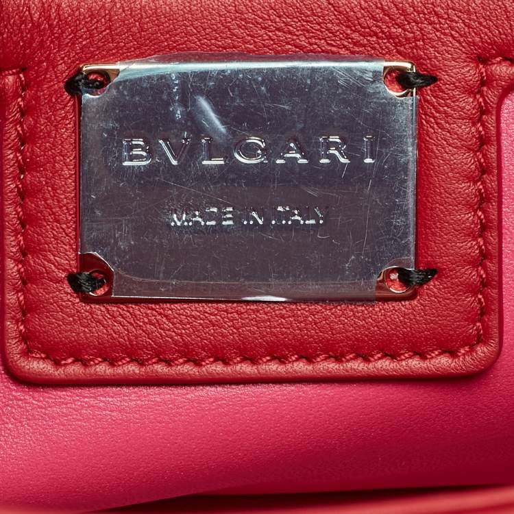 Pre Owned Bvlgari Red Quilted Leather Small Serpenti Cabochon Shoulder Bag