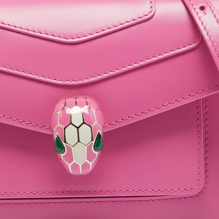 Pre Owned Bvlgari Pink Leather Small Serpenti Forever Shoulder Bag