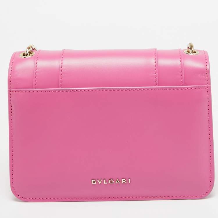 Pre Owned Bvlgari Pink Leather Small Serpenti Forever Shoulder Bag