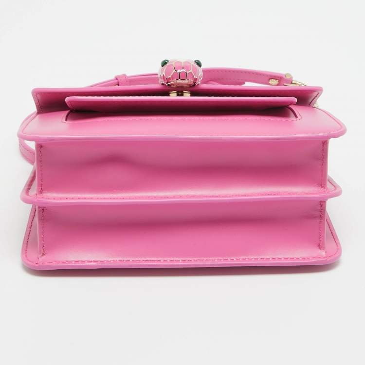 Pre Owned Bvlgari Pink Leather Small Serpenti Forever Shoulder Bag