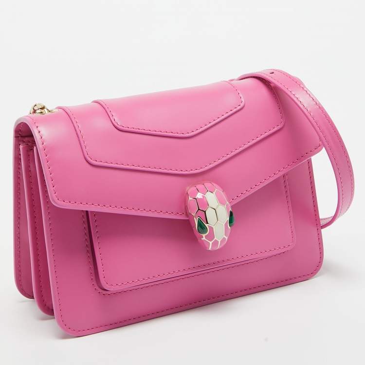 Pre Owned Bvlgari Pink Leather Small Serpenti Forever Shoulder Bag