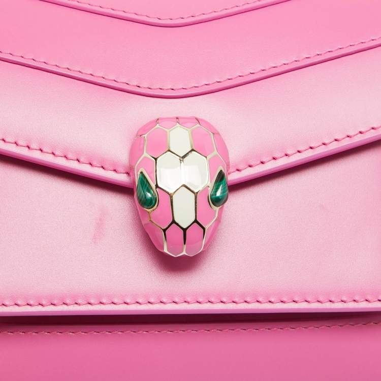 Pre Owned Bvlgari Pink Leather Small Serpenti Forever Shoulder Bag