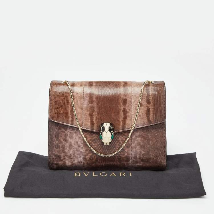 Pre Owned Bvlgari Purple Karung Serpenti Forever Flap Shoulder Bag