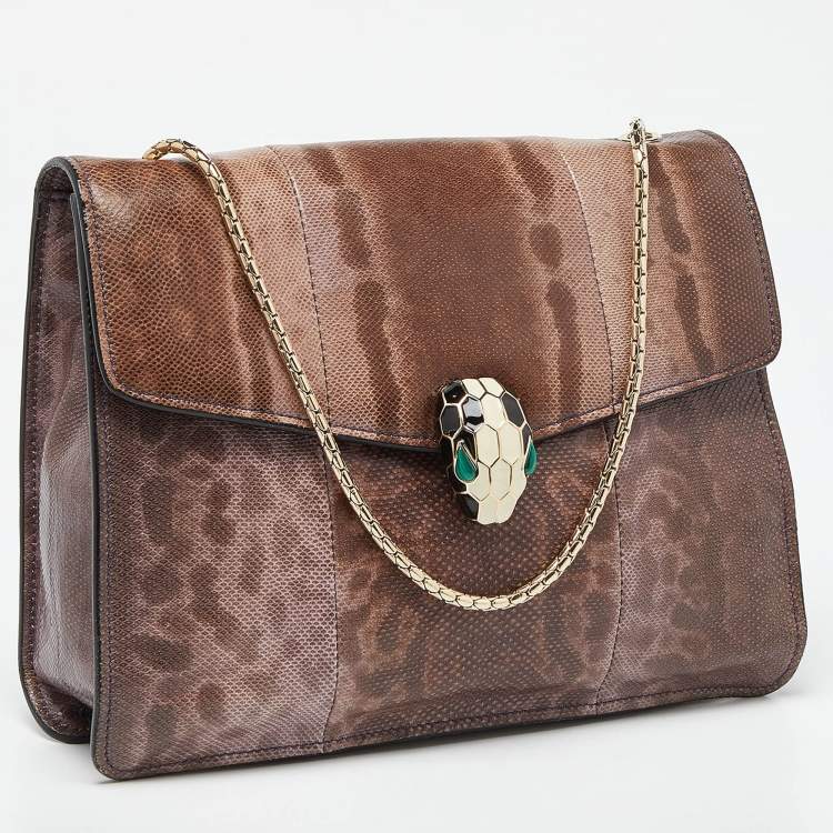 Pre Owned Bvlgari Purple Karung Serpenti Forever Flap Shoulder Bag