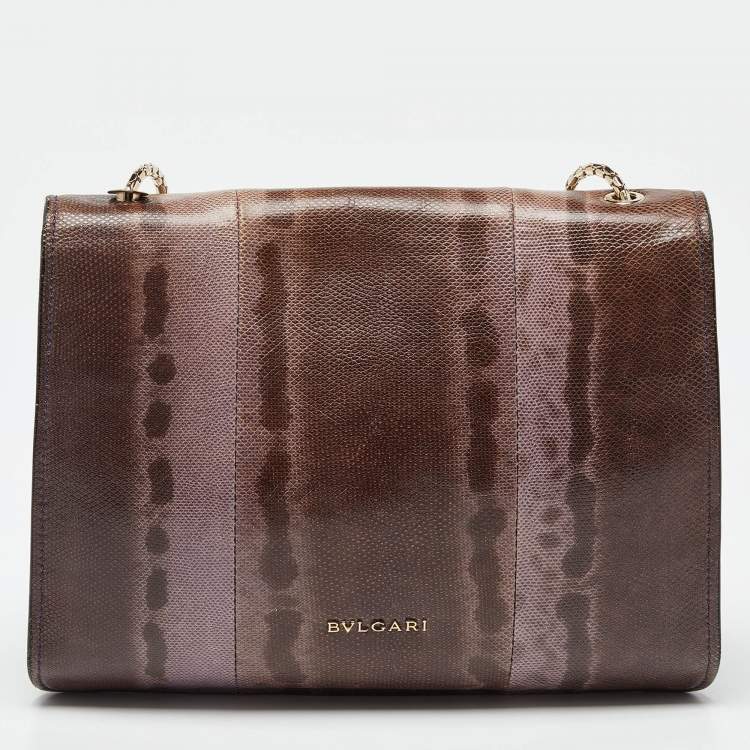 Pre Owned Bvlgari Purple Karung Serpenti Forever Flap Shoulder Bag