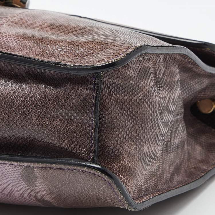 Pre Owned Bvlgari Purple Karung Serpenti Forever Flap Shoulder Bag