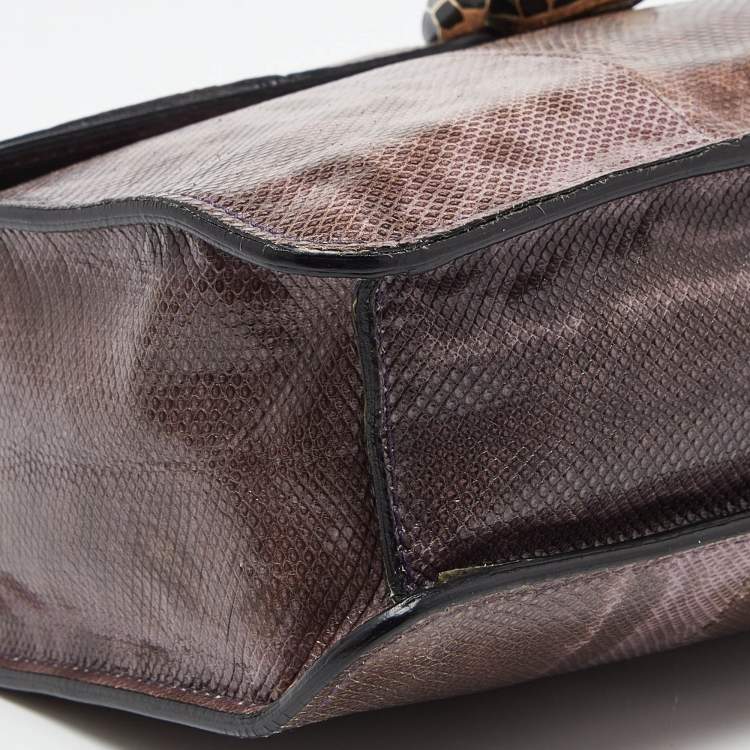 Pre Owned Bvlgari Purple Karung Serpenti Forever Flap Shoulder Bag